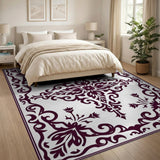 Purple Ornate Floral Medallion Rug