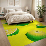 Sunny Lime Fruit Pattern Yellow Area Rug