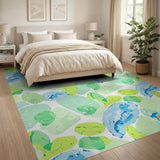Green Teal Sea Glass Abstract Area Rug