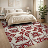 Ornate Red Star Medallion Persian Area Rug