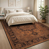 Distressed Orange Vintage Medallion Rug