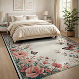 Vintage Pink Peony Monarch Butterfly Rug