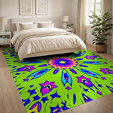 Vibrant Neon Green Mandala Area Rug