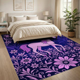 Pink Unicorn Floral Area Rug