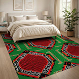 Bold Red Octagon Heritage Tribal Area Rug