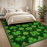 Green Emerald Shamrock Clover Pattern Area Rug