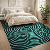 Teal Wavy Concentric Area Rug