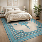 Intricate Blue Teal Mandala Persian Area Rug