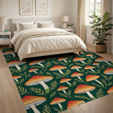 Whimsical Red Mushroom Fern Area Rug