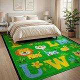 Kids Cartoon Alphabet Animals Area Rug