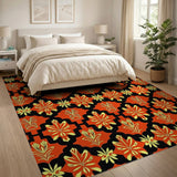 Bold Orange Tiki Tribal Area Rug