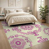 Floral Vintage Vintage Pink Floral Damask Area Rug