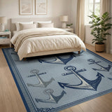Nautical Anchors Blue Area Rug