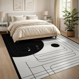 Bold Red Circle Geometric Abstract Area Rug