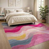 Vibrant Wavy Multi-Color Geometric Area Rug