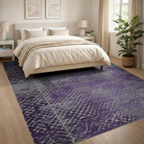 Distressed Purple Geometric Area Rug
