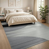 Abstract Halftone Wave Black White Area Rug