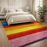 Vibrant Multi-color and Patterns Vibrant Rainbow Stripe Area Rug