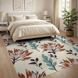 Vibrant Pink Orange Teal Floral Area Rug