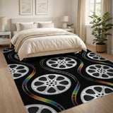 Cinematic Rainbow Film Reel Area Rug