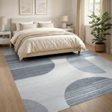Modern Grey Abstract Geometric Grey Area Rug