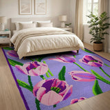 Purple Purple Tulip Floral Area Rug