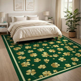 Green Golden Shamrock Emerald Green Area Rug
