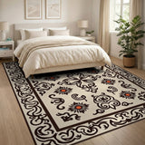 Beige and Neutral Elegant Beige Persian Floral Area Rug