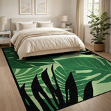 Coastal Beach Vibrant Monstera Leaf Green Area Rug