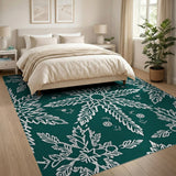 Teal Leaf Lace Cutout Area Rug