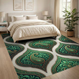 Ornate Emerald Paisley Area Rug