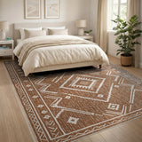 Tan Diamond Geometric Southwestern Area Rug