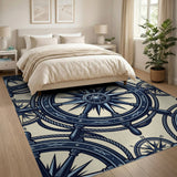 Nautical Ship Wheel Repeating Pattern Area Rug