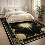 Celestial Gold Sun Moons Area Rug