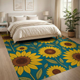 Vibrant Sunflower Teal Area Rug