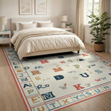 Whimsical Multi-Color Alphabet Kids Area Rug