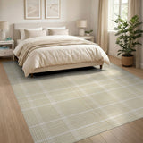 Beige Plaid Washable Area Rug