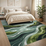 Teal Waves and Emerald Cliffs Coastal Rug