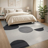 Abstract Grey Organic Shapes Beige Area Rug