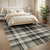 Neutral Beige Plaid Area Rug