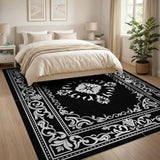 Ornate Medallion Traditional Persian Ornate Black White Persian Medallion Rug