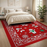 Playful Cartoon Snowmen Red Holiday Rug