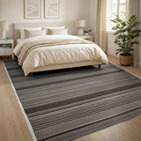 Grey Grey Striped Woven Area Rug
