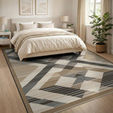Brown Tan Geometric Diamond Southwestern Rug