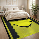 Vibrant Yellow Smiley Face Kids Area Rug