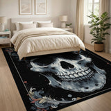 Smoky Gothic Skull Area Rug with Ornate Frame