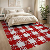 Rustic Farmhouse Bold Red White Gingham Check Area Rug