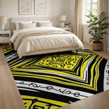 Yellow Vibrant Yellow Black Tribal Geometric Rug