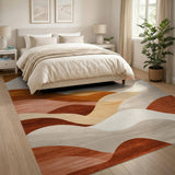 Earthy Wavy Brown Area Rug
