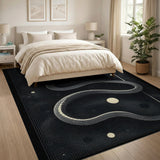 Cosmic Serpent Black White Area Rug